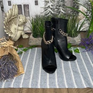 💥Steve Madden Elettra-C Black Open Toe Heeled Boots🔥